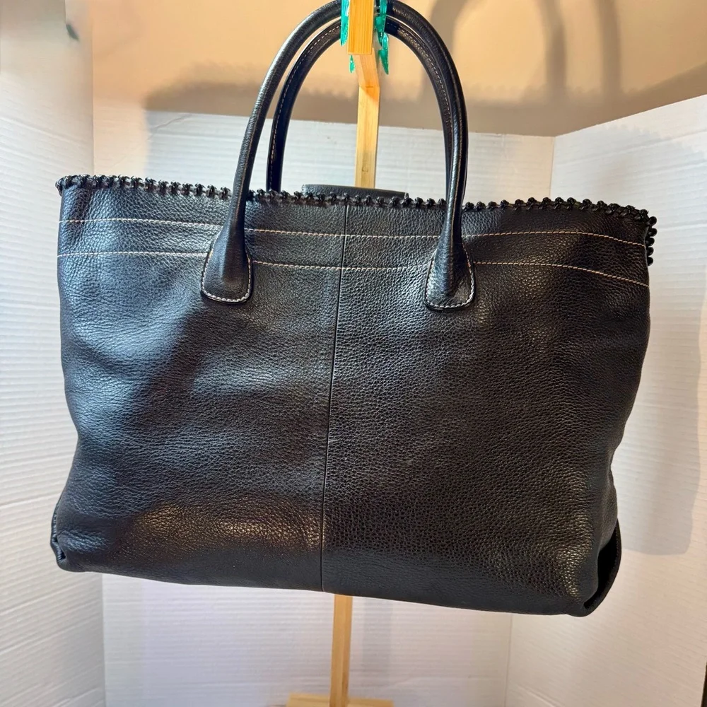 Black Pebble Leather Tote/Laptop Gina B Bag